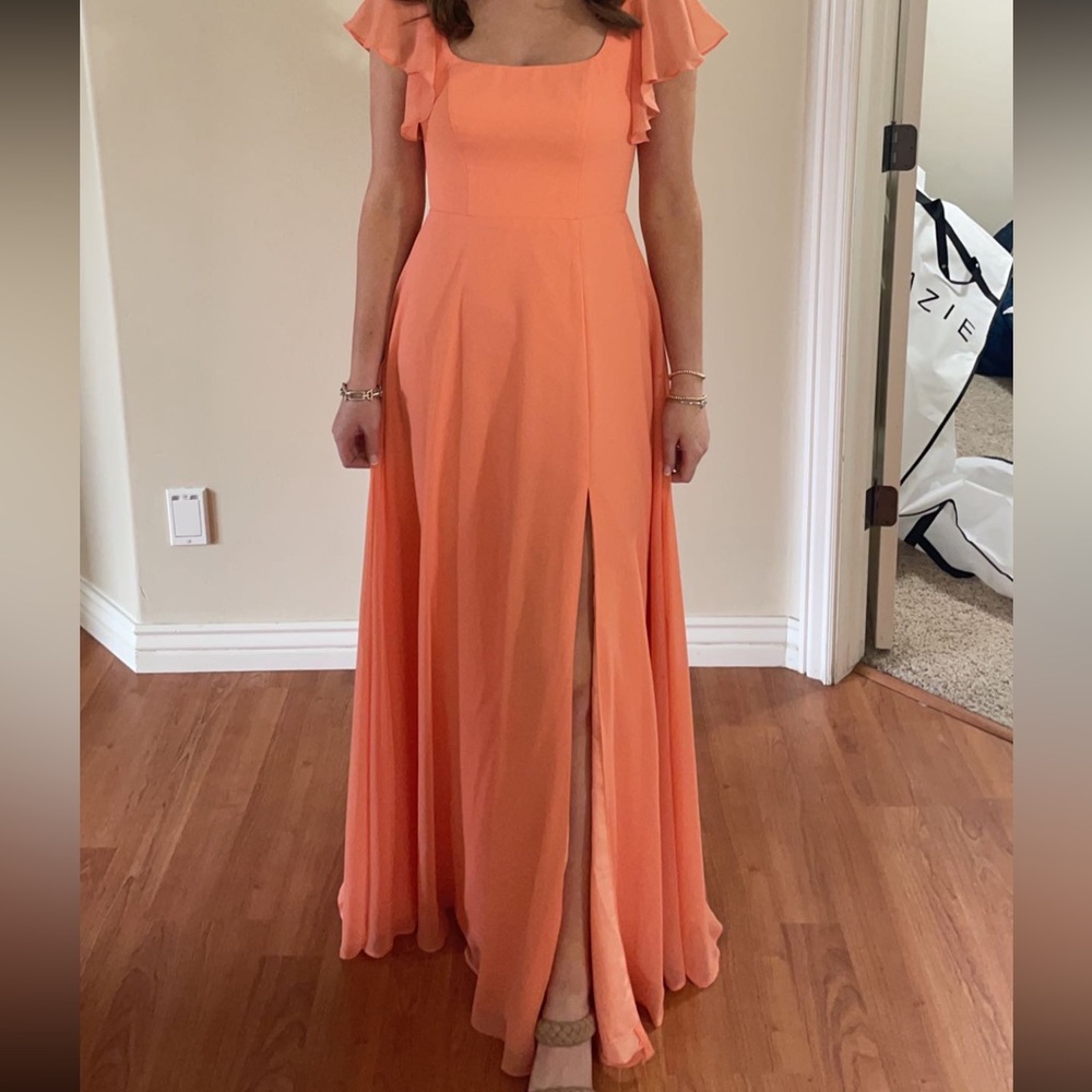 Azazie peach formal dress
